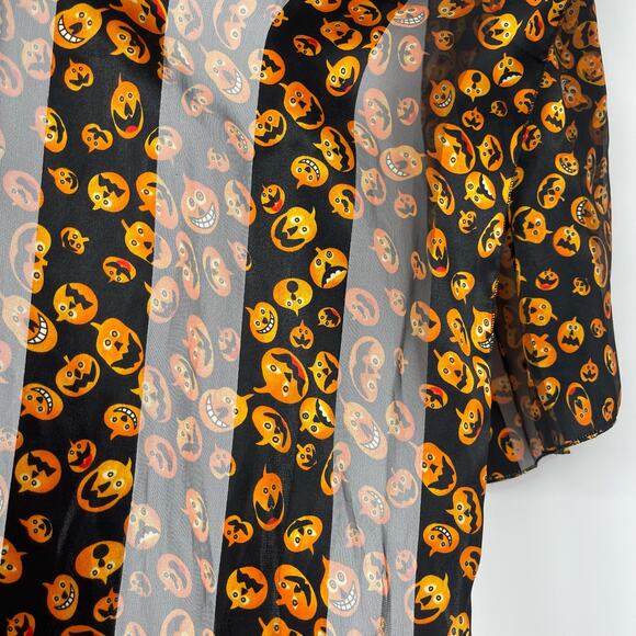 Classic Halloween Pumpkin Face Scarf Black Orange Traditional Spooky Witchcore - Picture 11 of 15